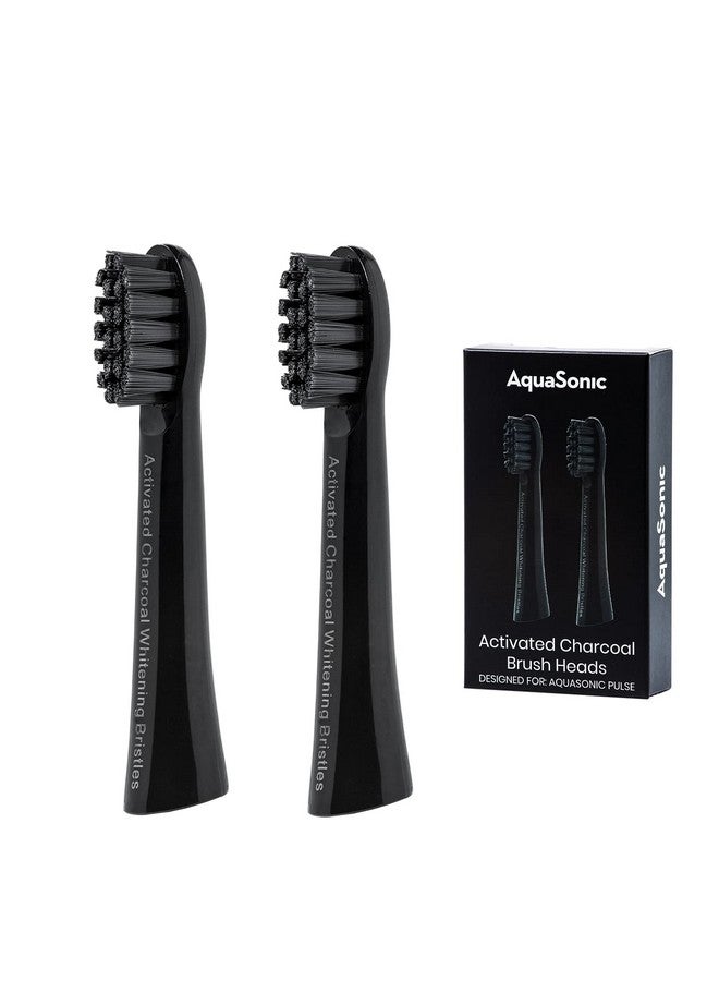 Aquasonic Pulse Activated Charcoal Replacement Brush Heads Ultra Whitening Brush Heads 2X Whitening & Stain Remover Compatible Only With Aquasonic Pulse 2 Pack (Black)