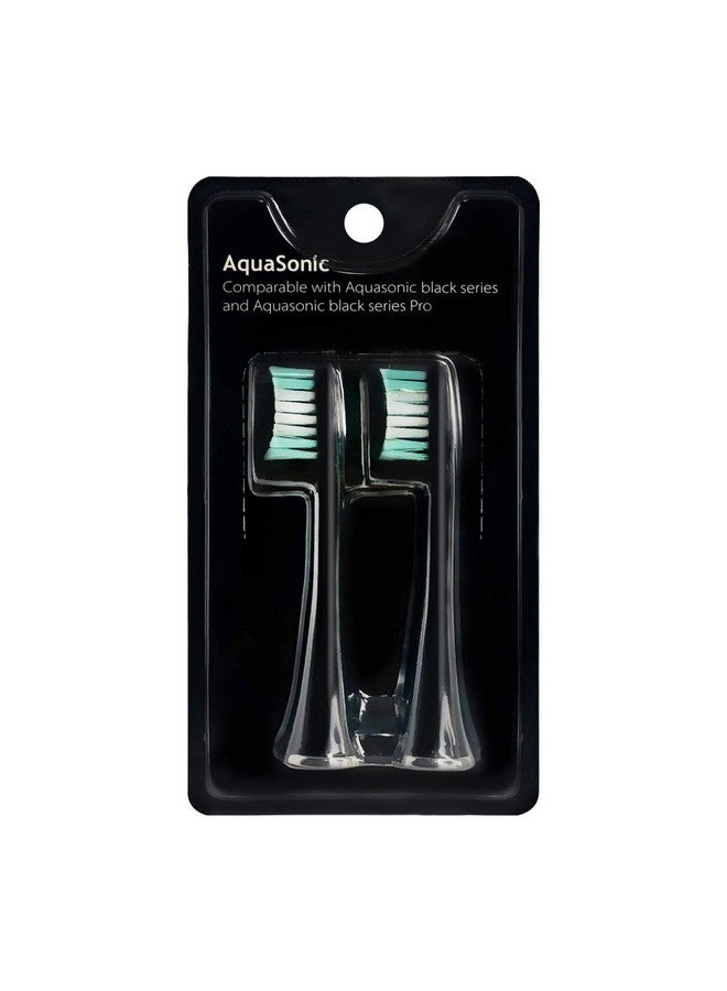 Aquasonic Standard Replacement Brush Heads ; For Normal & Sensitive Teeth ; Compatible With Many Aquasonic Toothbrush Handles (2 Pack Black)