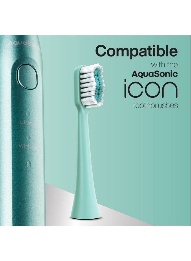 Aquasonic Icon Replacement Brush Heads ; Compatible With Aquasonic Icon Toothbrush ; 2 Brush Heads ; For Normal & Sensitive Teeth (Mint)