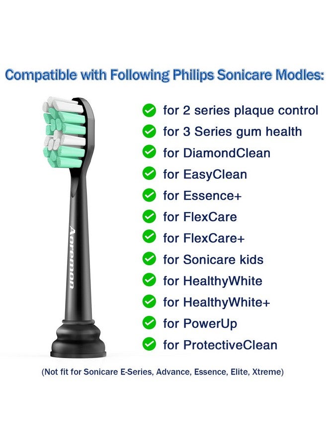 Oremon Replacement Toothbrush Heads For Philips Sonicare Replacement Brush Heads Compatible With Sonicare 4100 5100 6100 And Other Snapon Electric Toothbrush (Black)