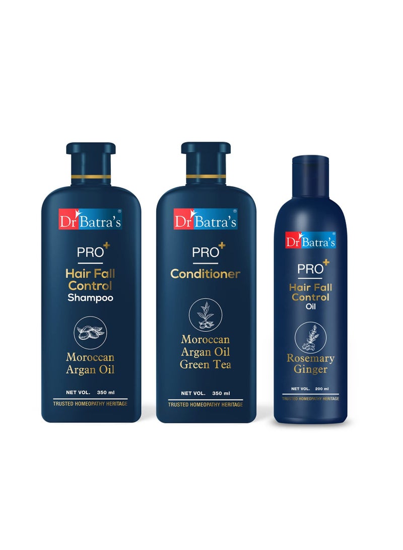 Dr Batra's PRO Hair Fall Control Shampoo 350ml PRO Conditioner 350 ml and PRO Hair Fall Control Oil 200ml