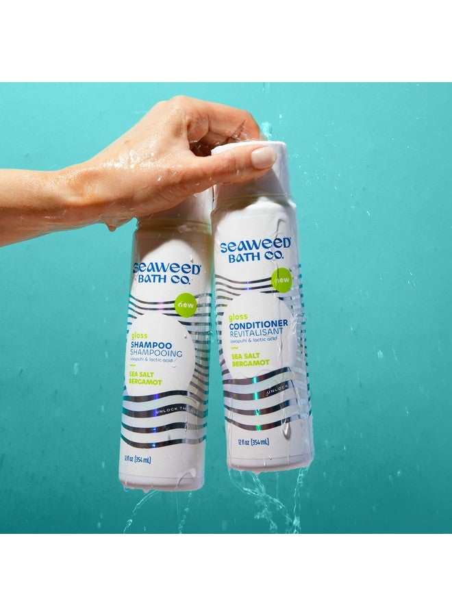 Seaweed Bath Co. Gloss Conditioner Sea Salt Bergamot Scent 12 Ounce Sustainably Harvested Seaweed Awapuhi Lactic Acid For All Hair Types