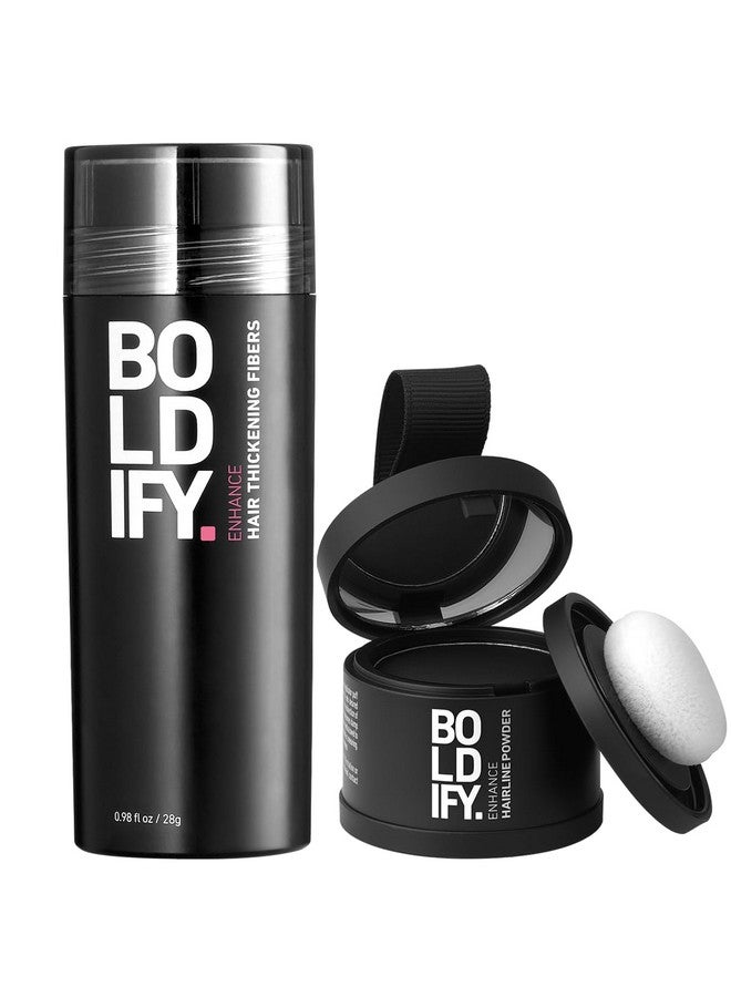 Hairline Powder (Black) + Hair Fiber (Black): Boldify Bundle That Instantly Conceals Hair Loss Hair Powder For Thinning Hair Root Cover Up