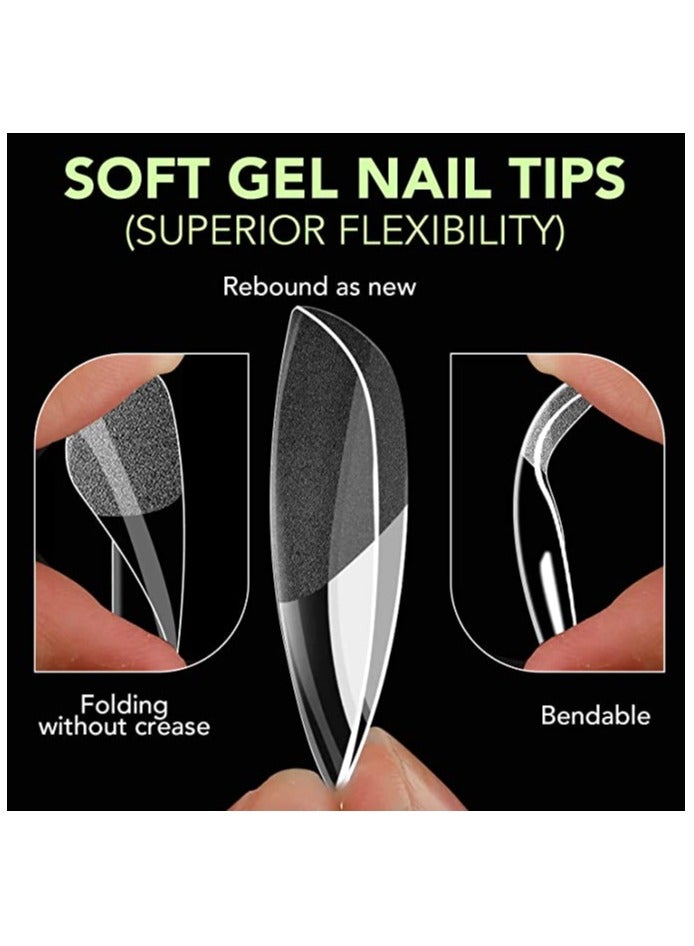 False Nail Tips Softgel Extension Clear Medium Coffin 550 Pieces SGT02