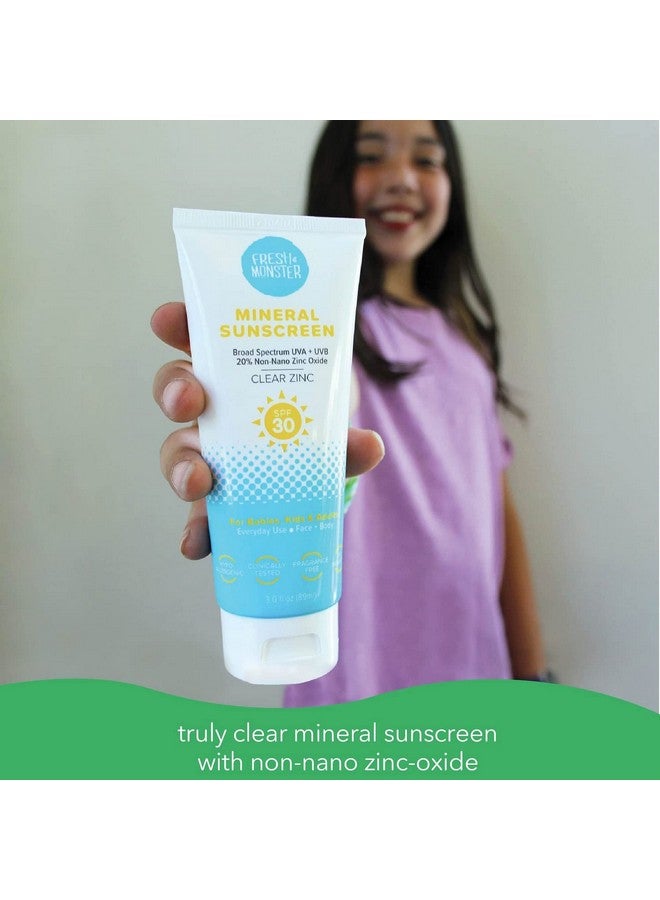 Resh Monster Daily Kids Sunscreen Spf 30 Uva/Uvb Clear Nonnano Zinc Oxide Mineral Sunscreen Face & Body Sunscreen Reef Safe Hypoallergenic Sunscreen For Kids