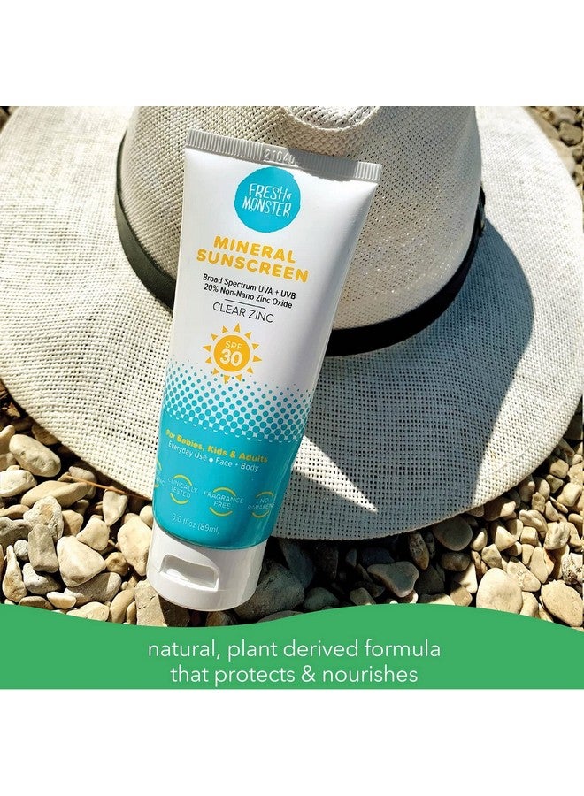 Resh Monster Daily Kids Sunscreen Spf 30 Uva/Uvb Clear Nonnano Zinc Oxide Mineral Sunscreen Face & Body Sunscreen Reef Safe Hypoallergenic Sunscreen For Kids