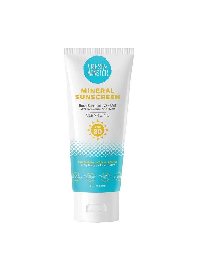 Resh Monster Daily Kids Sunscreen Spf 30 Uva/Uvb Clear Nonnano Zinc Oxide Mineral Sunscreen Face & Body Sunscreen Reef Safe Hypoallergenic Sunscreen For Kids