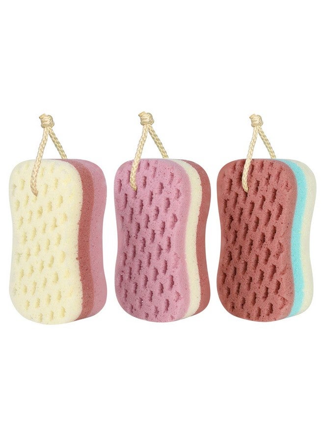 Ecuco 3 Pcs Bath Sponge For Women Men Kids Sponge Loofah Body Scrubber Shower Sponge For Body Wash Bathroom 3 Colors & Large Size Bathing Sponge Bathing Accessories(Large Size)