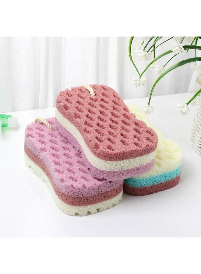 Ecuco 3 Pcs Bath Sponge For Women Men Kids Sponge Loofah Body Scrubber Shower Sponge For Body Wash Bathroom 3 Colors & Large Size Bathing Sponge Bathing Accessories(Large Size)