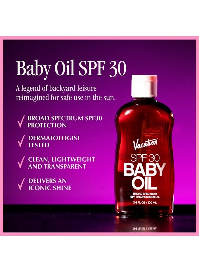 Acation Baby Oil Spf 30 + Airfreshener Bundle Broad Spectrum Spf 30 Sunscreen Oil Vegan Suntan Oil With Broad Spectrum Spf Sunscreen Tanning Oil Tsa Friendly Travel Size 3.4 Fl. Oz.