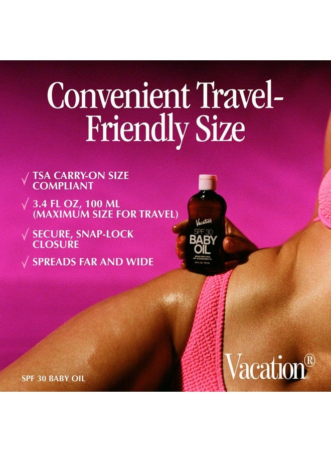 Acation Baby Oil Spf 30 + Airfreshener Bundle Broad Spectrum Spf 30 Sunscreen Oil Vegan Suntan Oil With Broad Spectrum Spf Sunscreen Tanning Oil Tsa Friendly Travel Size 3.4 Fl. Oz.