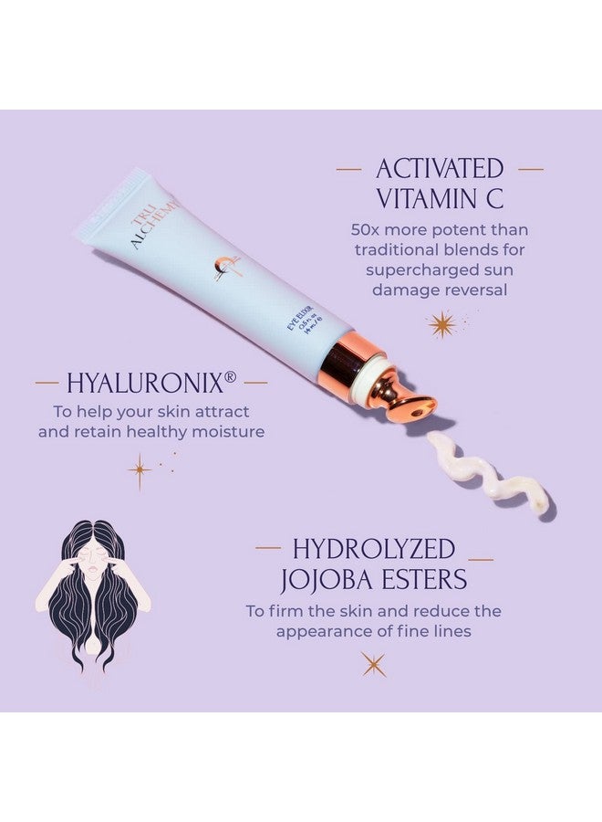 Ru Alchemy Eye Elixir Cooling Eye Treatment Cream Dark Circle Eye Cream For Puffiness And Bags Under Eyes Eye Cream For Wrinkles Caffeine Hyaluronic Acid Vitamin C 0.5 Fl Oz/14 Ml