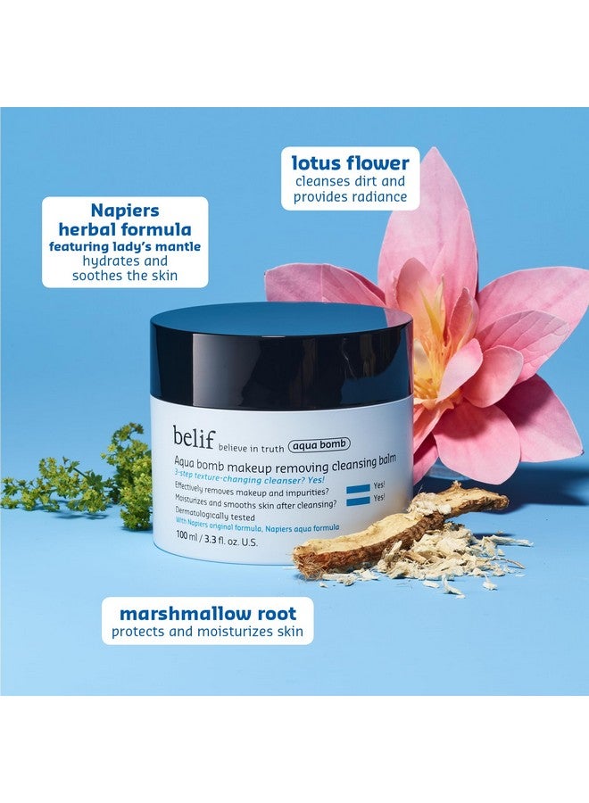 Elif Aqua Bomb Cleansing Balm ; Hydrating Makeup Remover & No Mess Clean Up ; Smoothens & Moisturizes Skin After Cleansing ; /W Lotus Flower Marshmallow Root & Lady'S Mantle ; 3.3 Floz