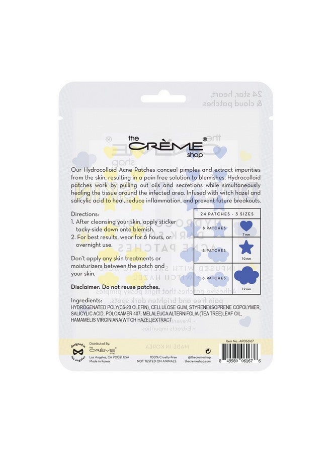He Crème Shop Dreamy Skin Hydrocolloid Overnight Acne Patches Infused With Salicylic Acid + Witch Hazel ; Adhesive Patches That Fight Pesky Pimples. (72 Patches / 3 Sizes)