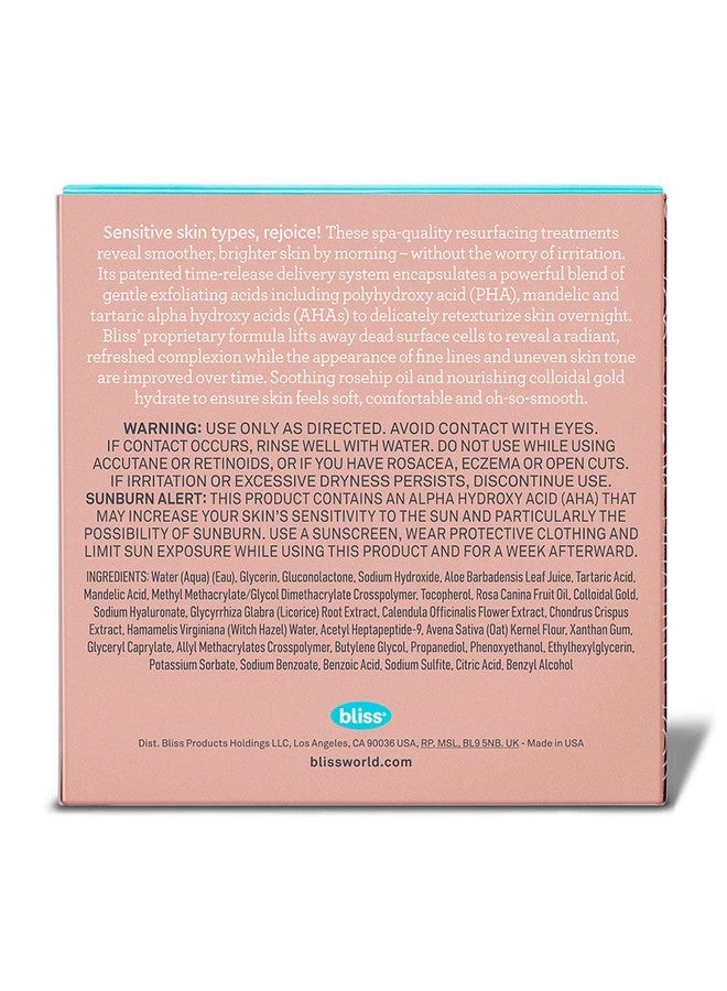Rose Gold Rescue Resurfacing Peel Pads For Sensitive Skin ; Gently Exfoliates Overnight ; Clean ; Crueltyfree ; Paraben Free ; Vegan ; 15 Ct