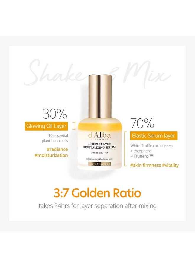 D'Alba Italian White Truffle Double Layer Revitalizing Serum 100Hr Hydration Serum 2 In 1 Double Solution Serum Glow And Longlasting Moisture Serum (1.01 Fl.Oz)