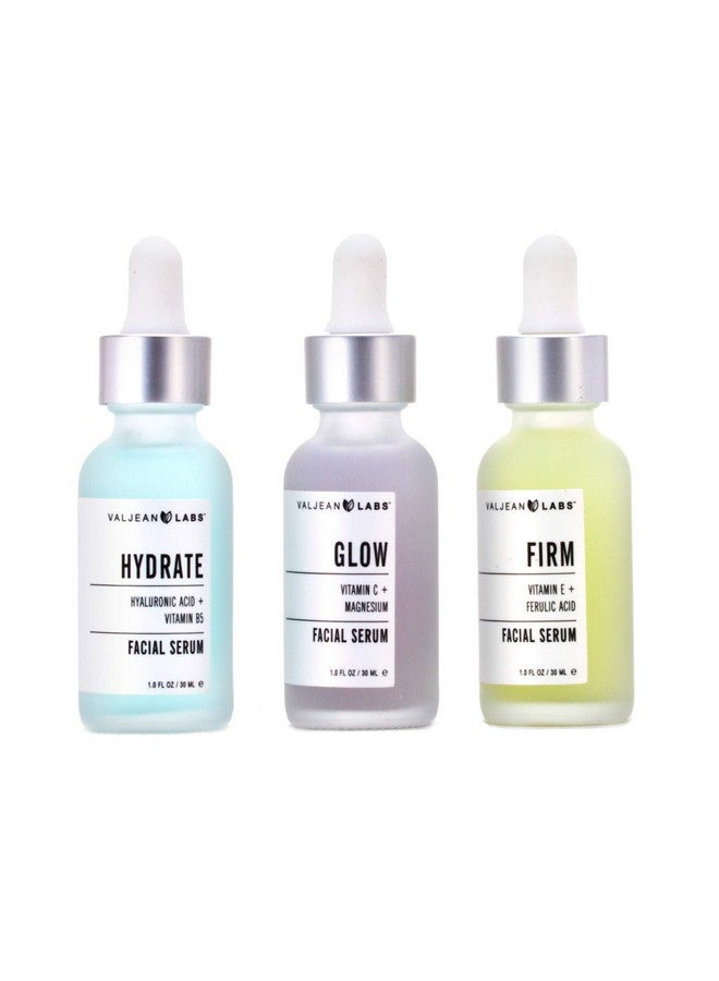 Aljean Labs Facial Serum Combo Pack Of Hydrate Glow And Firm ; Supercharged Targeted Skincare Ingredients ; Paraben Free Cruelty Free Made In Usa (1Oz Bottles)