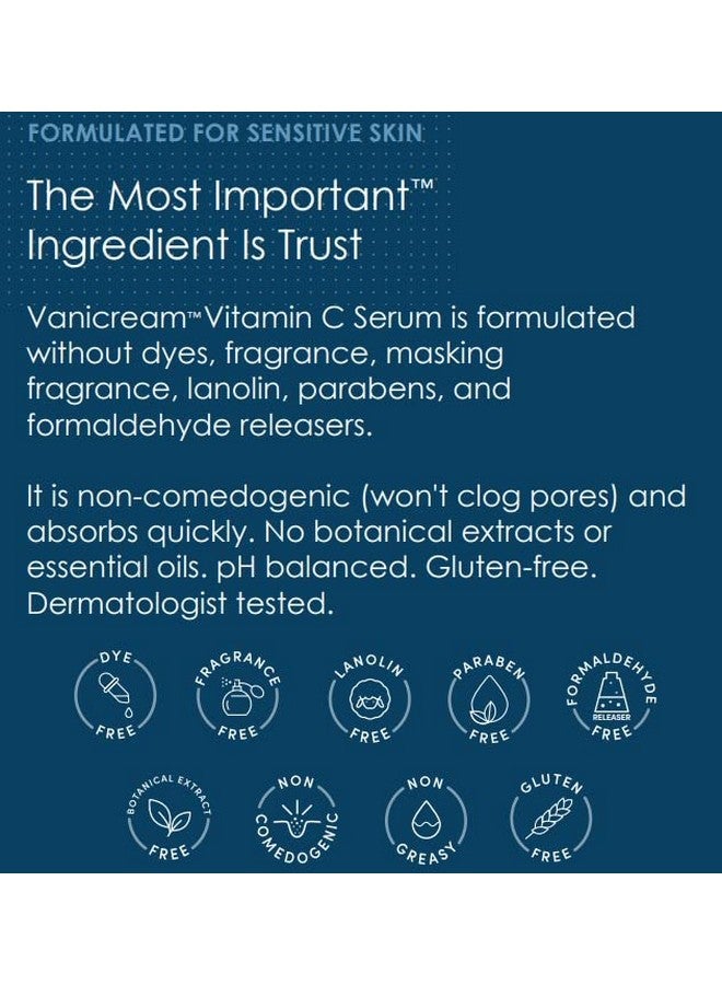 Anicream Vitamin C Serum Free Of Dyes Fragrance Masking Fragrance Lanolin Parabens & Formaldehyde Releasers For Sensitive Skin 1.2 Fl Oz