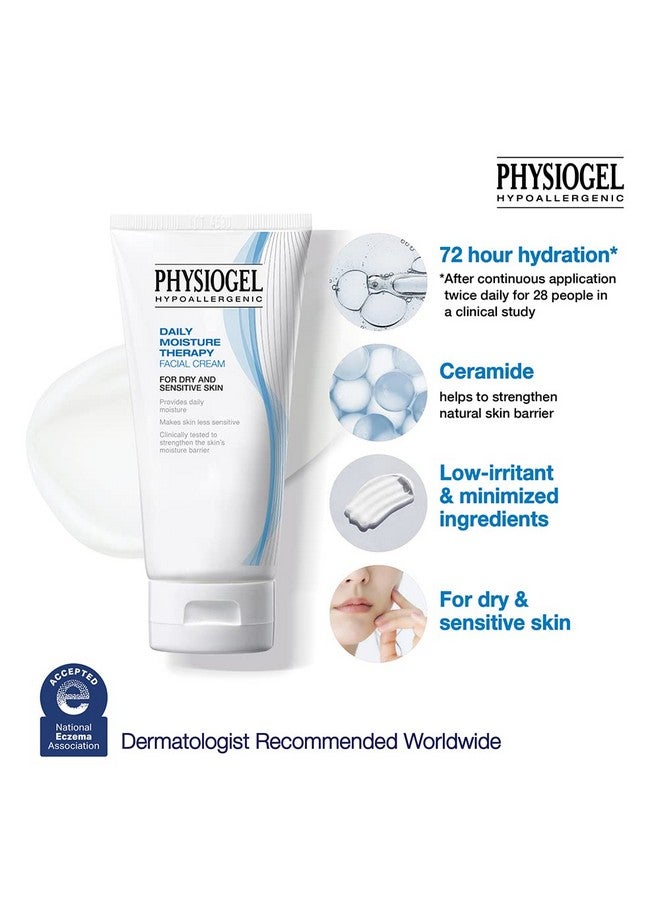 Hysiogel Daily Moisture Therapy Facial Cream ; 72Hr Hydration ; Normal To Dry Sensitive Skin ; Strengthen Skin Barrier ; Hypoallergenic ; Clinically Tested ; Free From Fragrance Parabens Colorants
