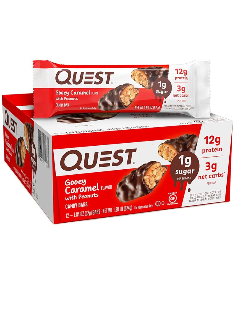 Quest Nutrition Candy Bars Gooey Caramel with Peanuts (Pack of 12)