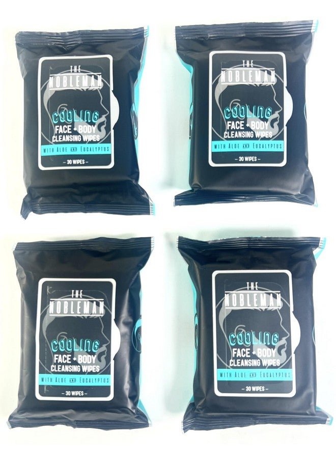 Men'S Cooling Face + Body Cleansing Wipes 4 Pack 120 Count Post Workout Travel Towlettes