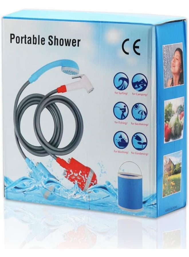 Camping Shower Shower Head Holder Blue Portable Shower Electric Shower Camping Shower With Shower Head Shut Off Valve Shower Head Blue Handheld Electric Shower