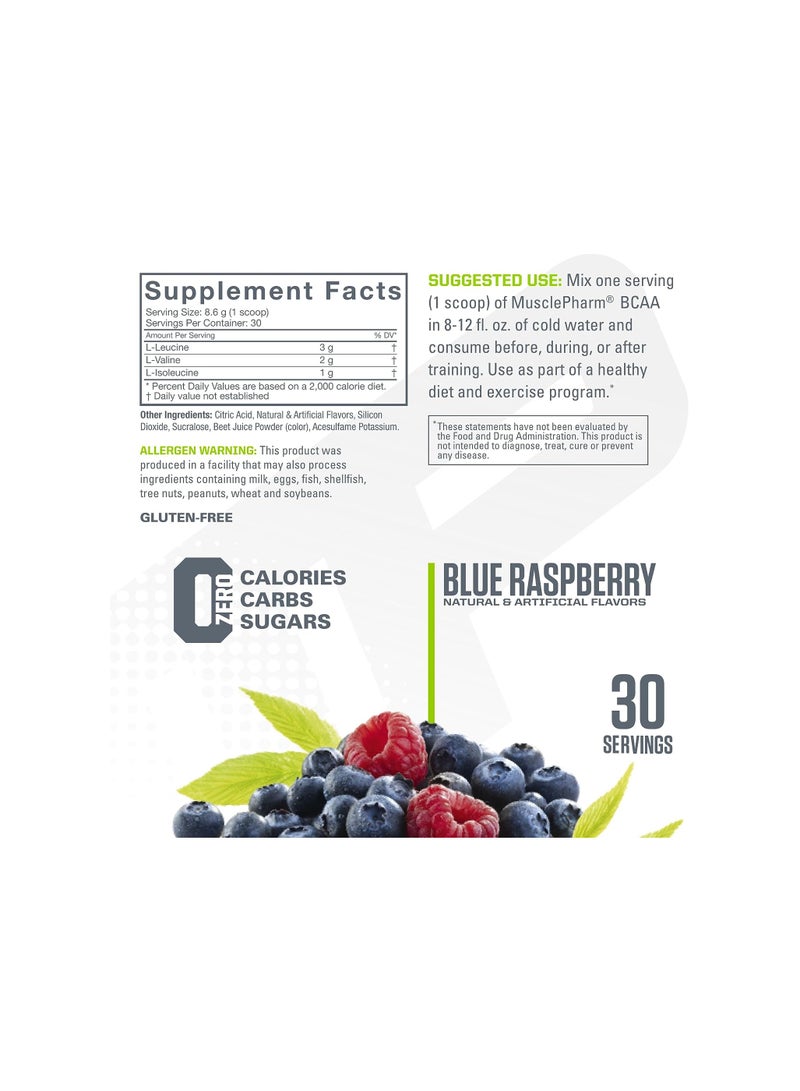 BCAA Optimized Branched-Chain Amino Acids, Blue Raspberry Flavour, 30 Servings