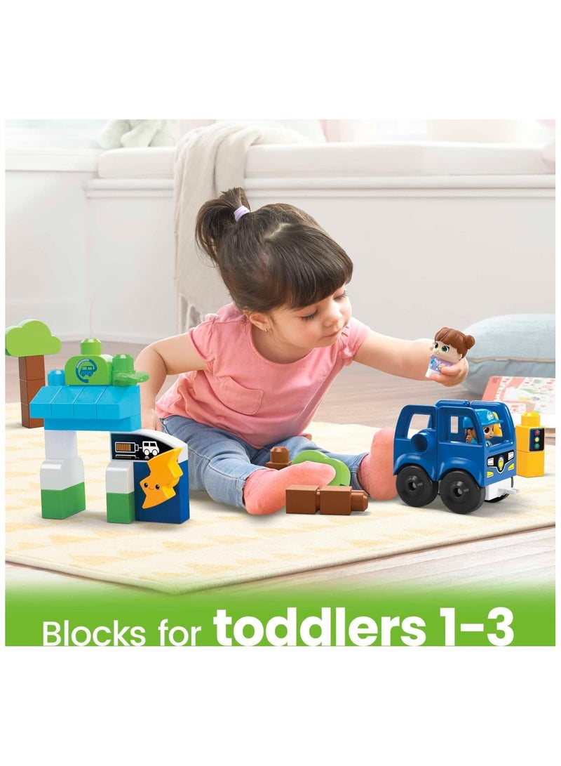 Mega Bloks Green Town Charge Go Bus Building S36 Toy Gift Set For Ages 1-5