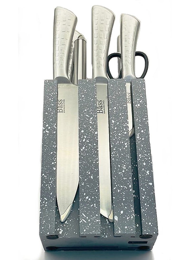 knife Set 8Pcs With Stand GREY Bass