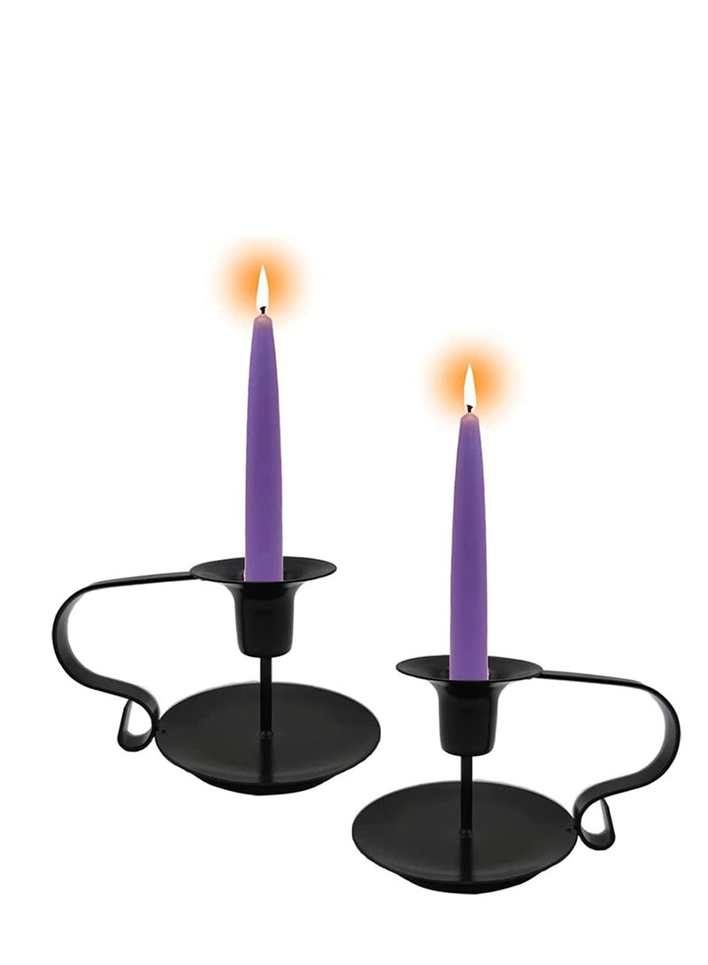Retro Iron Taper Candle Holder Wrought Iron Taper Candle Holder Simple Candlestick Holders Fits Living Room Wedding Dinning Party Decorative Black 2Pcs