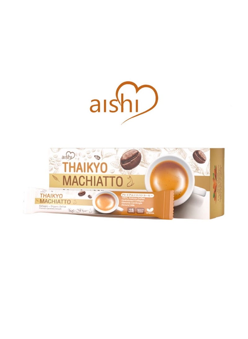 Aishi Thaikyo Macchiato Collagen with Organic Detox Premium Caramelly Smooth 15 Sachets