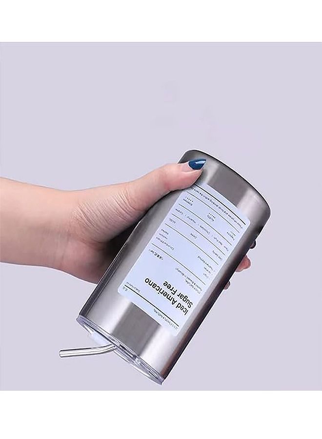 Reusable Simple Insulated Iced Coffee Stainless Steel Cup 600ML with Lid and Straw, Double Layer Design of Cup Body Allows for Filling In Both Cold and Hot Drinks, for Travel or Holiday Gifts