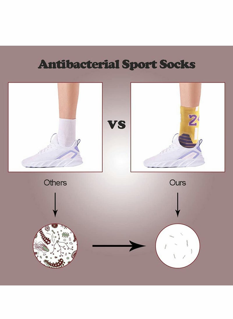 Elite Basketball Socks, Running Socks, Athletic Socks, Compression Cushion Sports Socks for Men & Women (3Pcs)