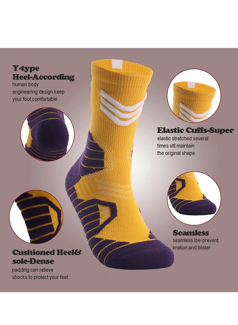 Elite Basketball Socks, Running Socks, Athletic Socks, Compression Cushion Sports Socks for Men & Women (3Pcs)