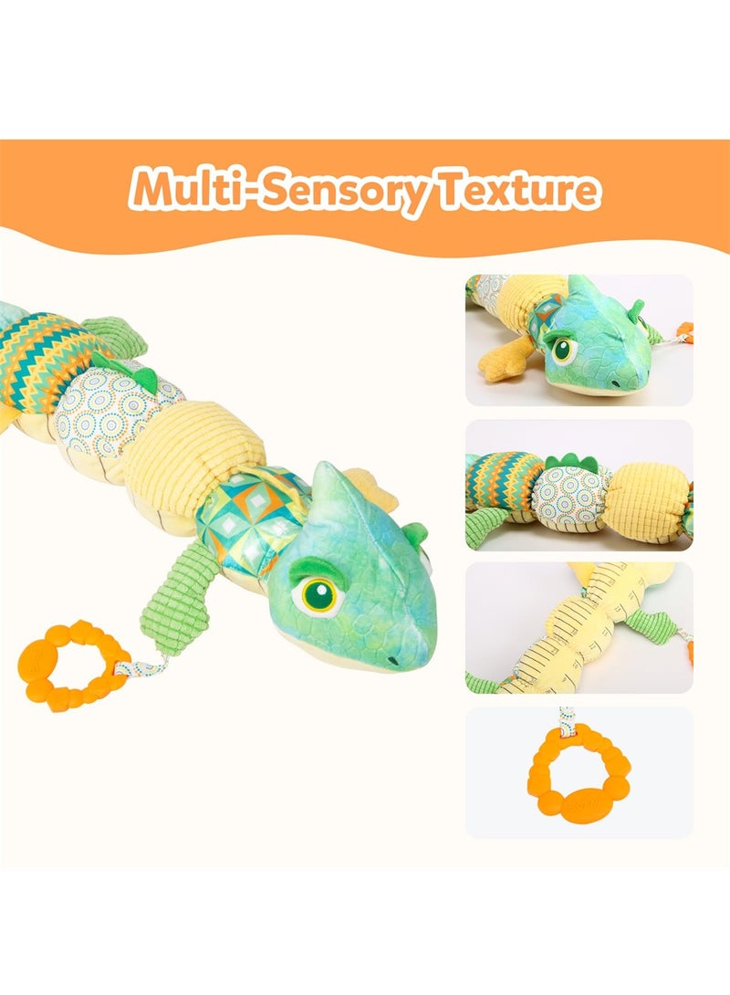 Baby Toys Musical Chameleon, Infant Toys Stuffed Animal Toys, Multi-Texture Plush Toys with Multi-Sensory Crinkle, Rattle and Ruler Designs, Tummy Time Baby Toys for 0 to 12 Months Boys, Girls