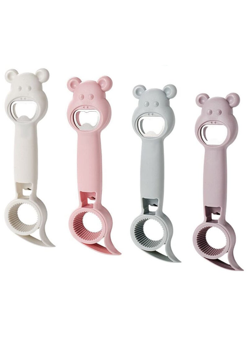 Can Opener 4Pcs Jar Opener 4 in 1 Multi Function Can Opener Bottle  Opener Multi Kitchen Tool Bottle Opener to Protect the Nail for Kids Elderly Jelly Jars Bottle Beer and Other