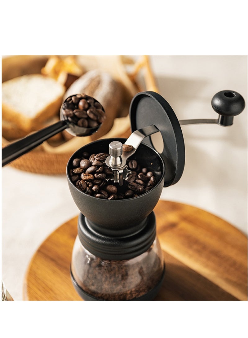 Manual Coffee Bean Grinder, Portable Hand Coffee Mill, 2 Glass Jars 11oz Each, Adjustable Ceramic Burr Mill Hand Crank Household Crusher Coffee Bean Tools, for Espresso, and Spices