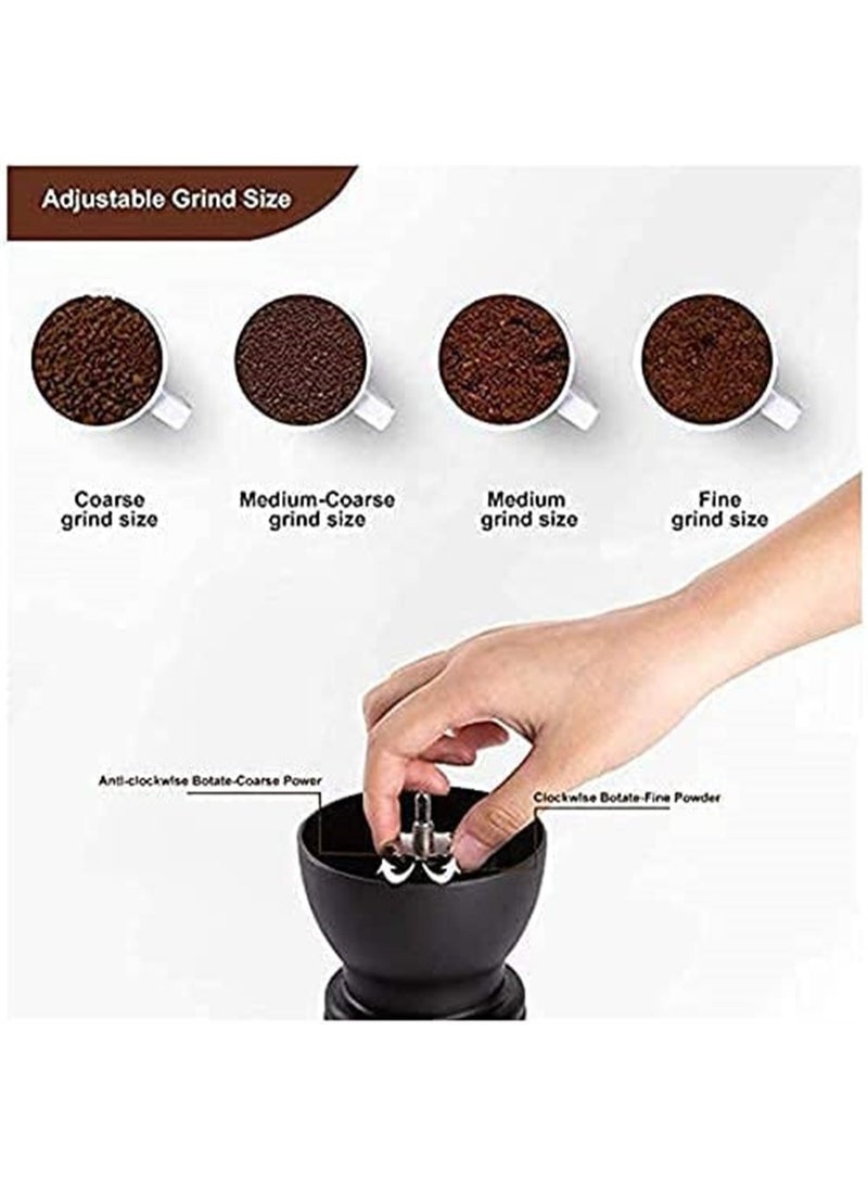 Manual Coffee Bean Grinder, Portable Hand Coffee Mill, 2 Glass Jars 11oz Each, Adjustable Ceramic Burr Mill Hand Crank Household Crusher Coffee Bean Tools, for Espresso, and Spices