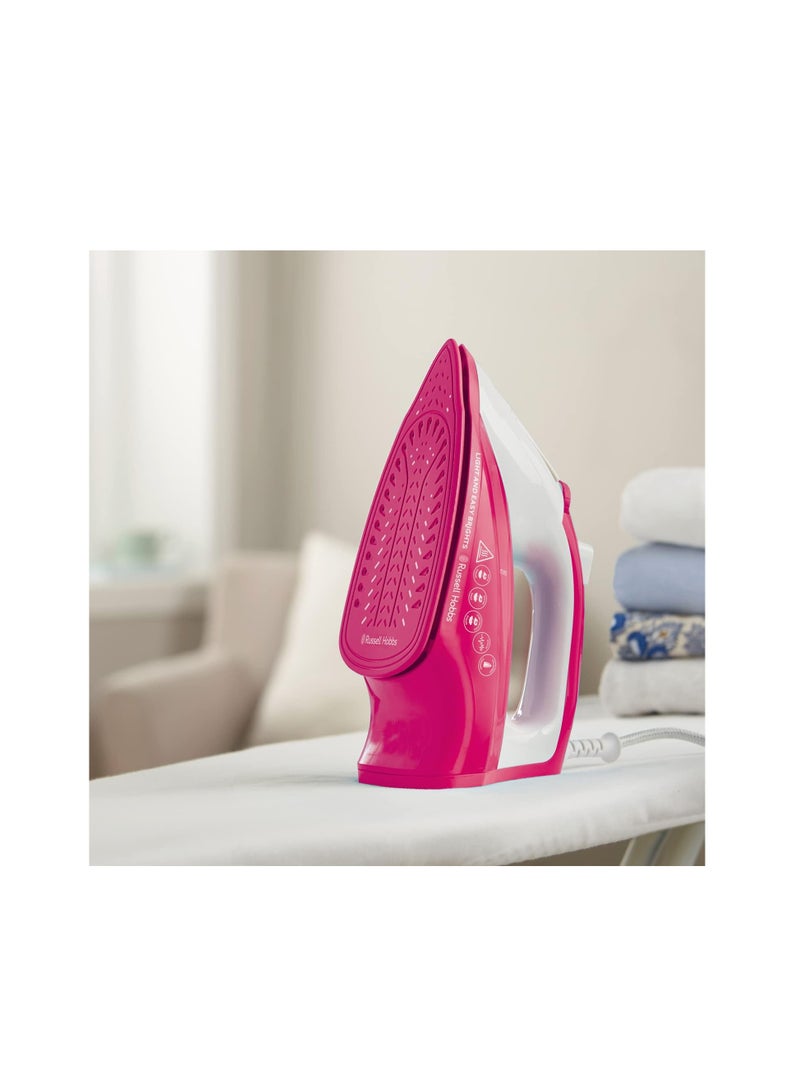 Light and Easy Bright Steam Iron - Colorful Design with 2x More Durable Soleplate, 115 Gram Steam Shot and 35 Gram Continuous Steam 240 ml 2400 W 26480GCC Pink