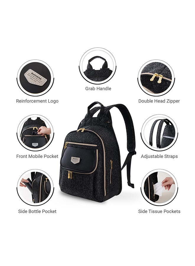 Fashion Compact Diaper Backpack - Black