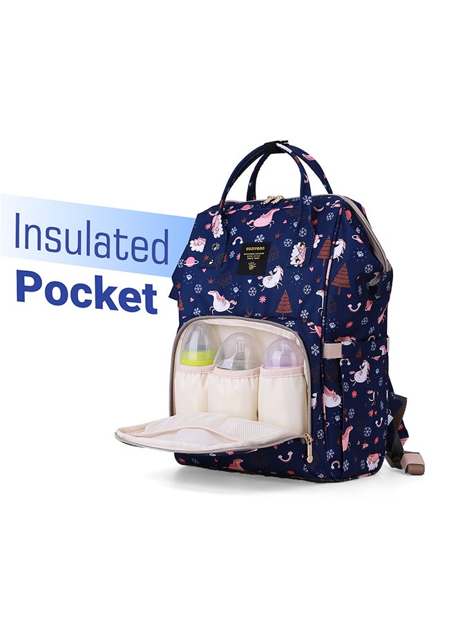 Diaper Bag With USB Charging Port And Changing Mat - Blue Dream Sky