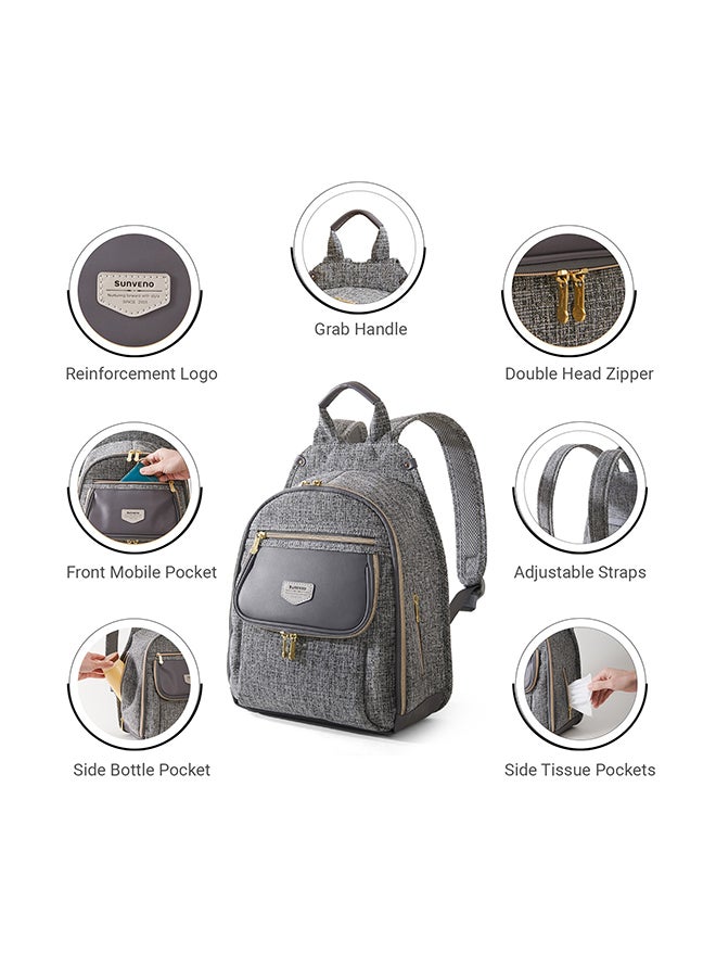 Fashion Compact Diaper Backpack - Grey