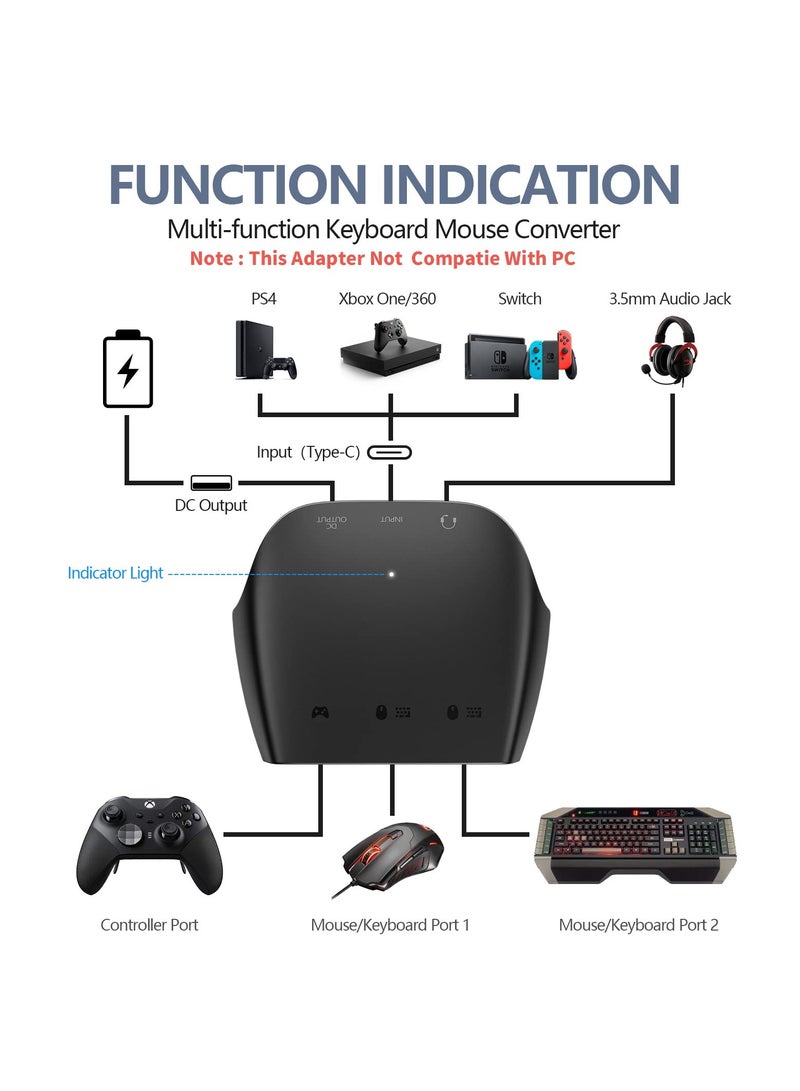 Keyboard and Mouse Adapter, Mouse and Keyboard Converter Adapter for N- Switch/Xbox Serious X/S/Xbox 360/Xbox One/PS4/PS3, USB Gaming Mouse Keyboard Converter