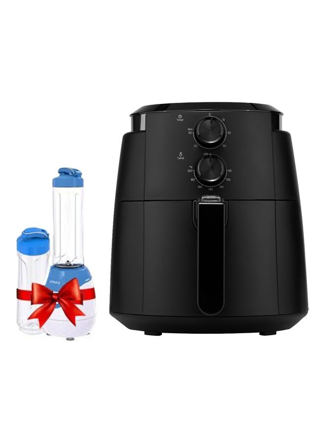 Air fryer 4 Liters No Pre-Heat Needed No-Oil Frying Fast Crispy and healthy Temperature Control black with free Blender 4 L 1500 W EVKA-AF4001BSB Black