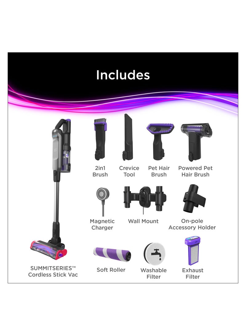 Cordless Stick Vacuum, Digital Motor, 21.6V/86Wh, No Loss Suction, Dual Filter System, Pet Hair Attachment, Converts to Handheld, Summit Series 750 ml 86.4 W BHFEA640WP-GB Grey/Purple