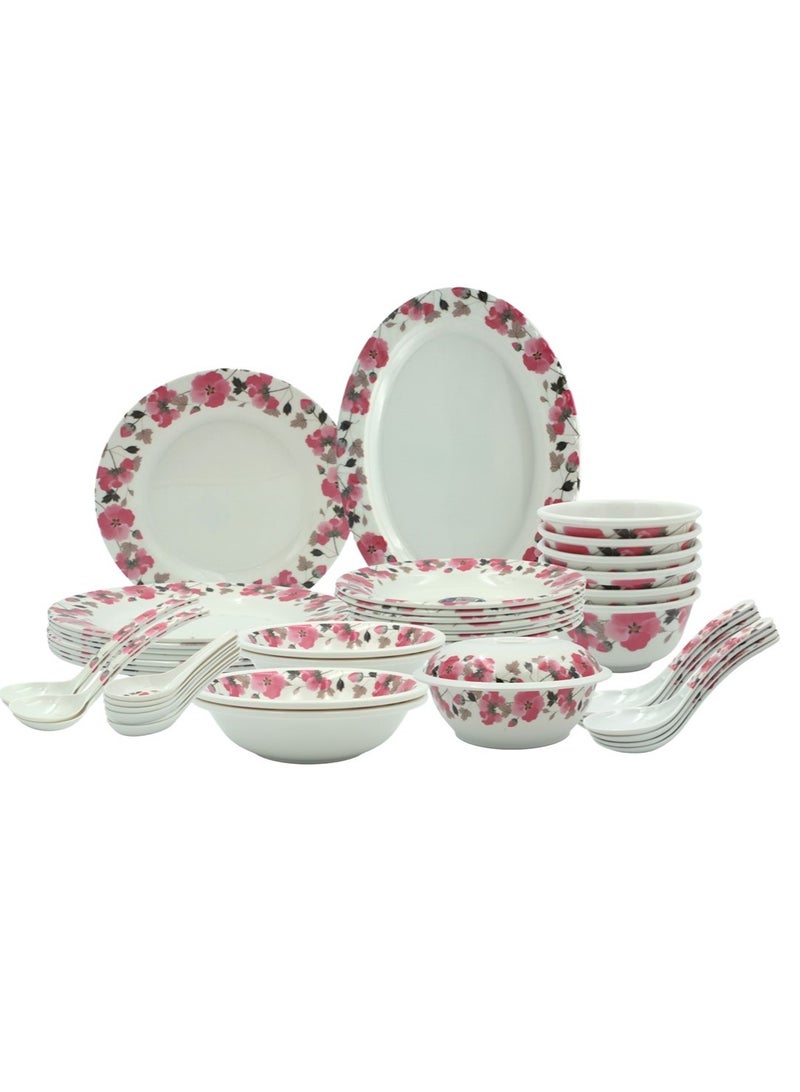 Melrich 38pcs Dinnerware set Dinner plate Soup plate Rice bowl Salad bowl Oval plate Bowl with lid Soup spoon Rice spoon  Curry ladle
