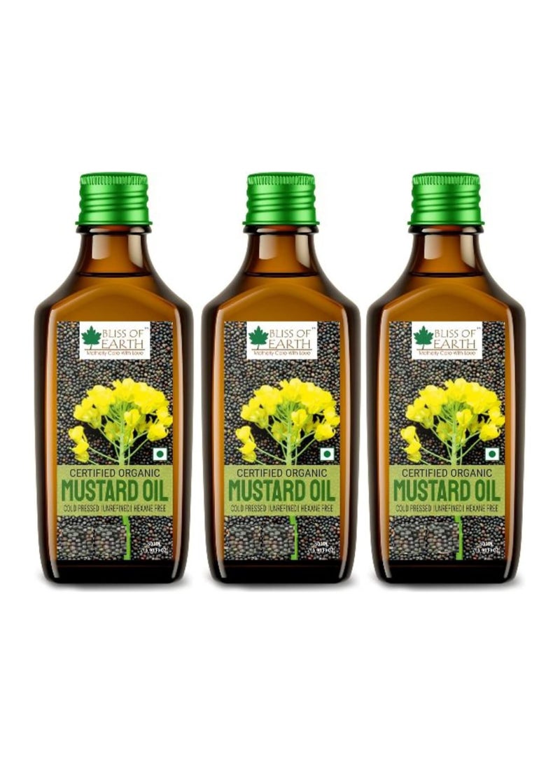 500ML Certified Organic Mustard Oil for Cooking & Hair Cold Pressed Hexane Free Pack of 3