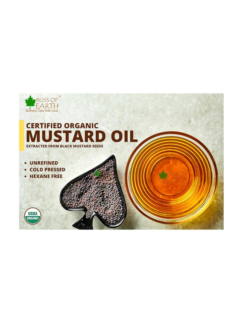 500ML Certified Organic Mustard Oil for Cooking & Hair Cold Pressed Hexane Free Pack of 3