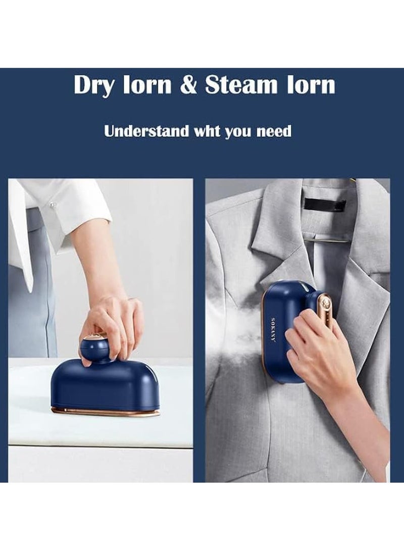 2 in 1 Dry & Steam Iron With 70ml Tank, Rotating Handle, Lightweight Mini Steam Iron 1000W