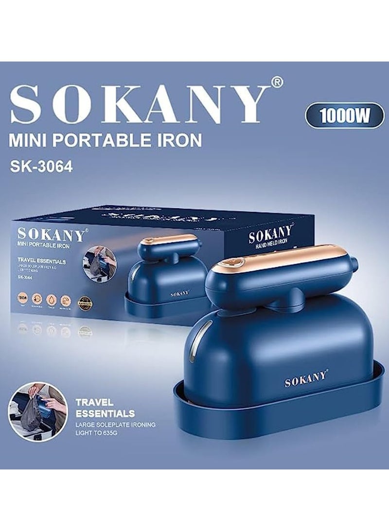 2 in 1 Dry & Steam Iron With 70ml Tank, Rotating Handle, Lightweight Mini Steam Iron 1000W